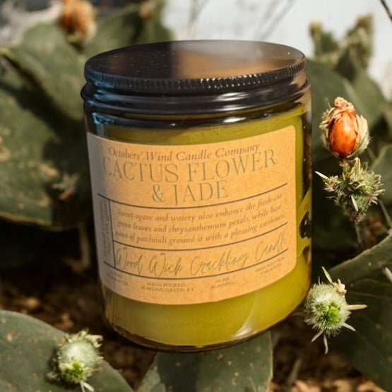 Cactus Flower and Jade Candle