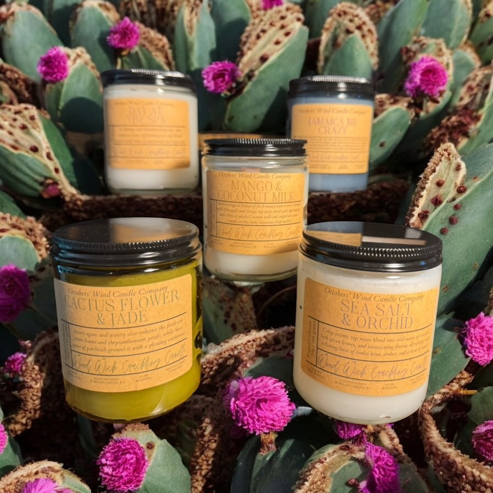 Cactus Flower and Jade Candle